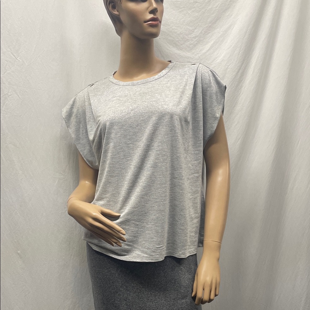 Love and Promises Women's Silver Detailing Short Sleeve T-Shirt Top